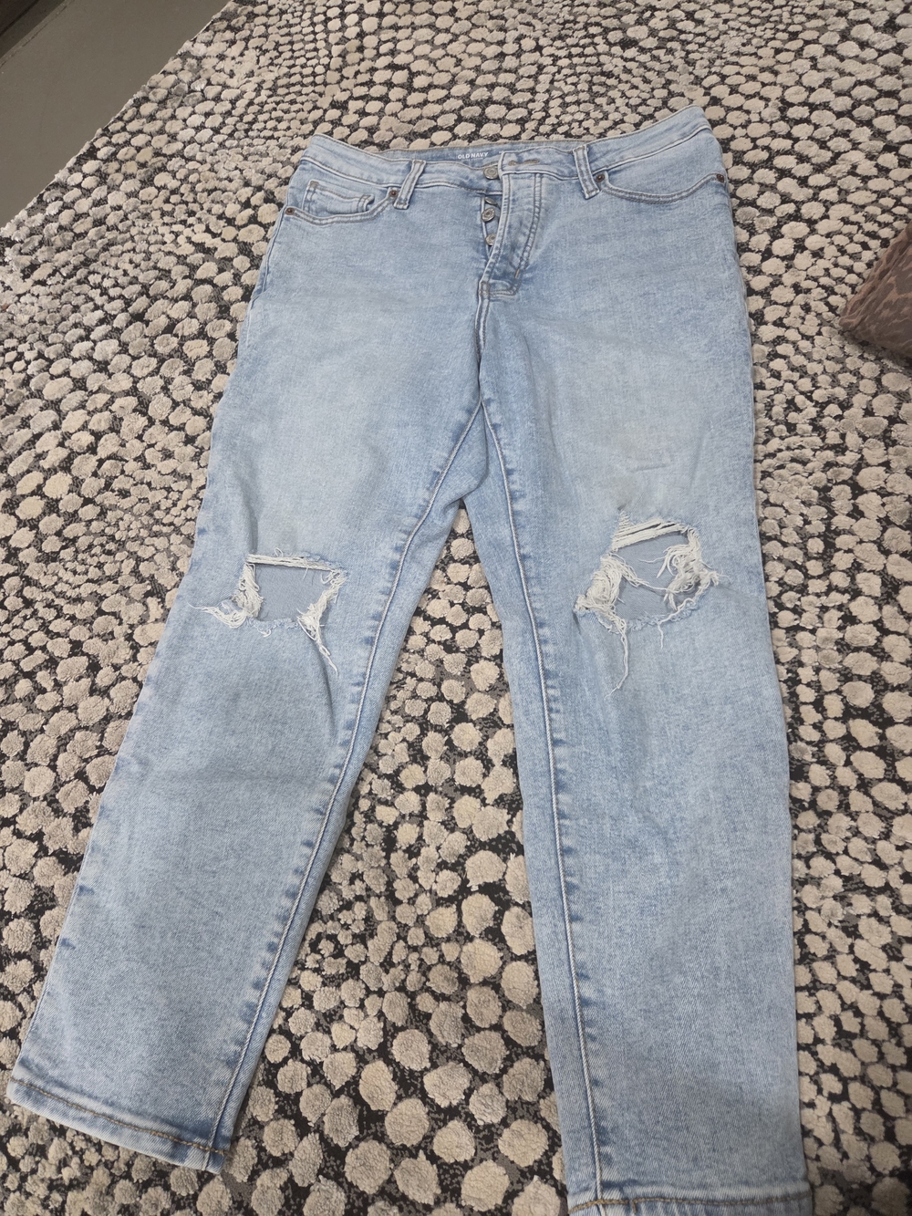 Old Navy Light Blue Distressed Straight-Leg Jeans